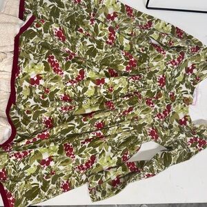 Sweet Honey christmas Floral Long Sleeve Dress with Red and Green Pattern Twirl